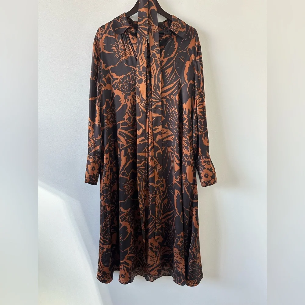 COS Black and Brown Printed Midi Shirt Dress - Picture 3 of 6
